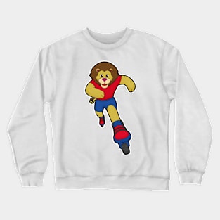 Lion as Skater with Inline skates Crewneck Sweatshirt